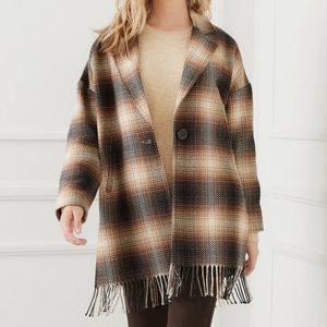 Karen Kane Plaid Fringe Jacket